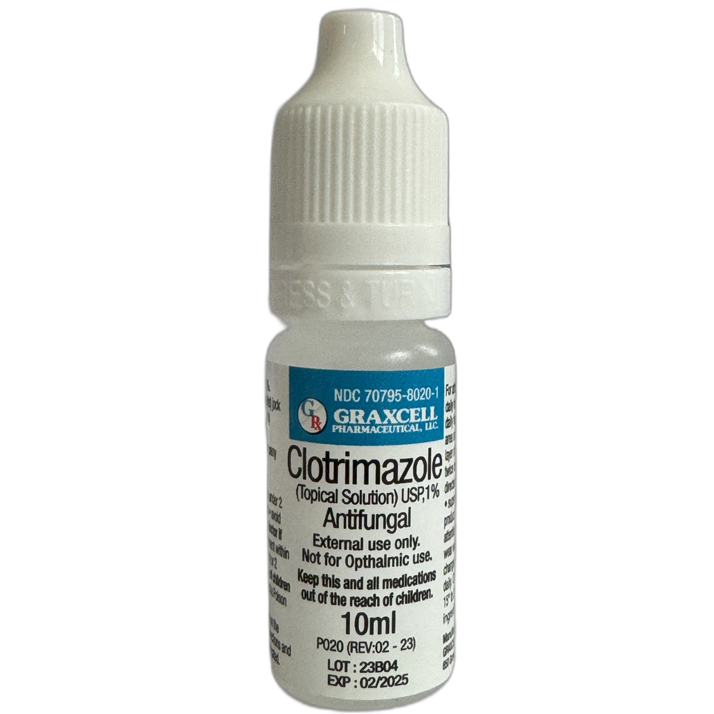 Clotrimazole 1% Antifungal Topical Solution for Athlete's Foot, 0.33 Fluid Ounce Liquid